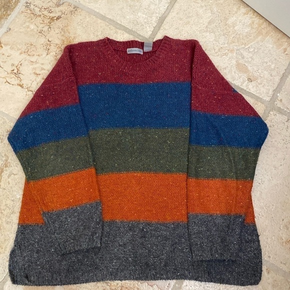 Northern Isles Wool blend chunky knit color block Sweater Womens XL warm Winter - Picture 3 of 8